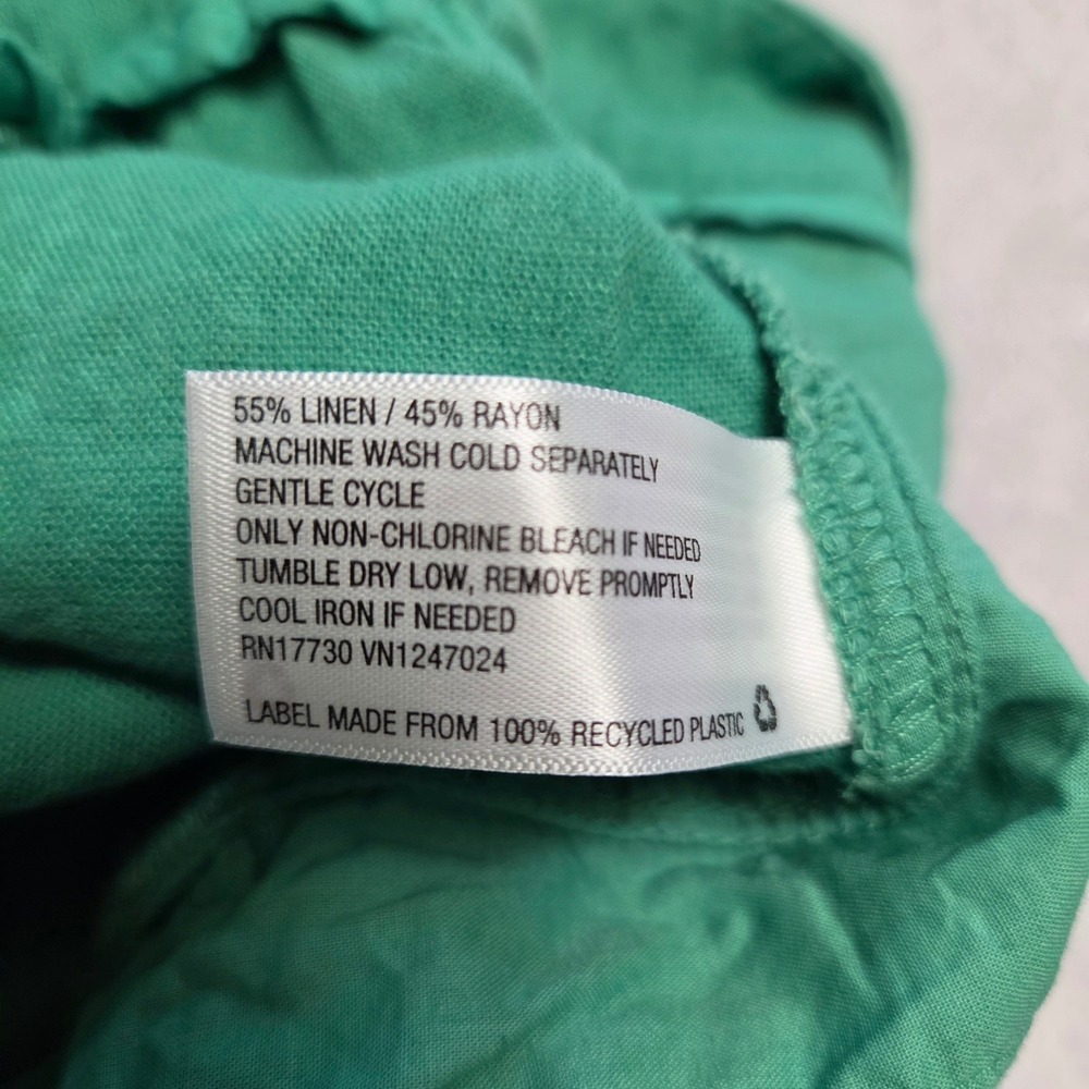 Cottagecore Boho Green Linen Blend Button Front A Line Midi Skirt XS Coastal - Picture 7 of 7